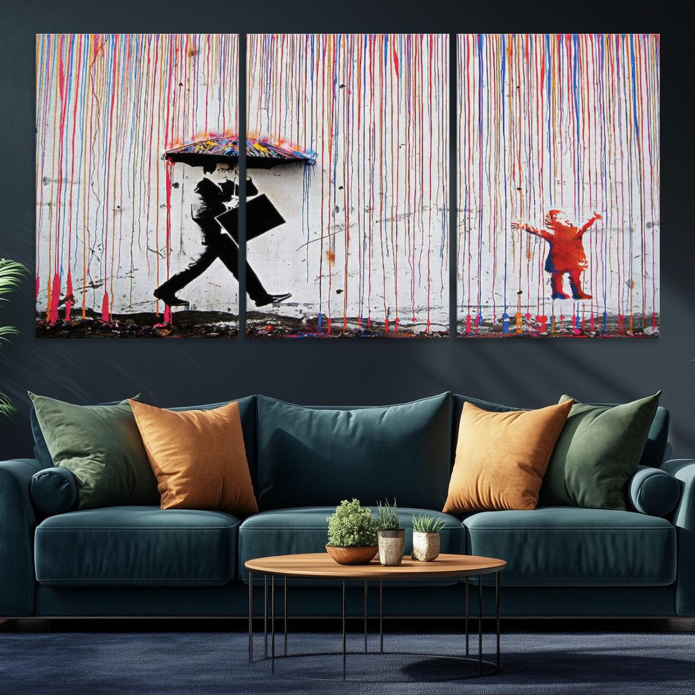 16292-MGV-CV-36X24-Banksy Wall Art Canvas Print, Graffiti Print, Framed Banksy Urban Graffiti Art Print, Large Abstract Banksy Printing Perfect for Modern