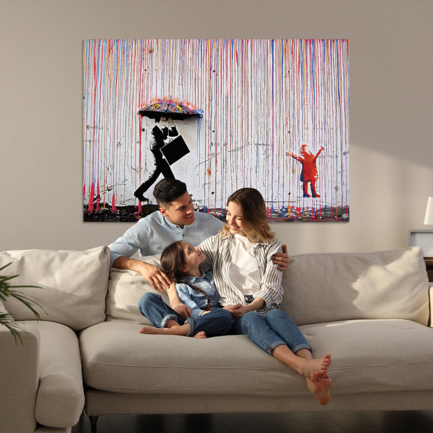 Banksy Wall Art Canvas Print, Graffiti Print, Framed Banksy Urban Graffiti Art Print, Large Abstract Banksy Printing Perfect for Modern