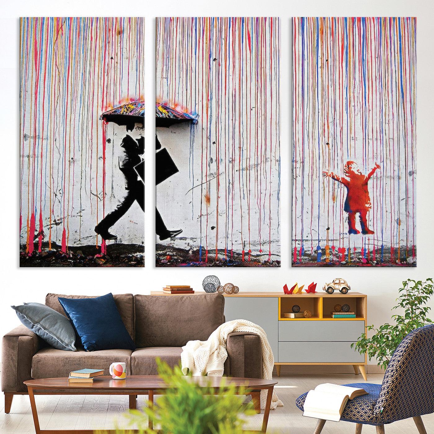 16292-MGV-CV-36X24-Banksy Wall Art Canvas Print, Graffiti Print, Framed Banksy Urban Graffiti Art Print, Large Abstract Banksy Printing Perfect for Modern