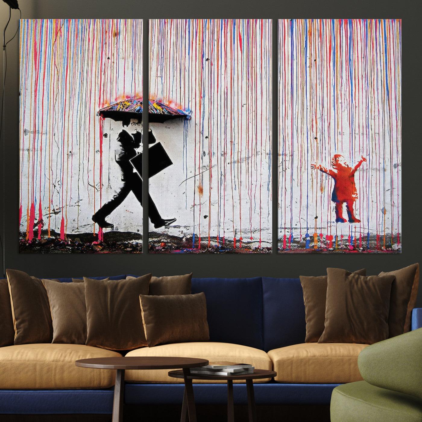 16292-MGV-CV-36X24-Banksy Wall Art Canvas Print, Graffiti Print, Framed Banksy Urban Graffiti Art Print, Large Abstract Banksy Printing Perfect for Modern