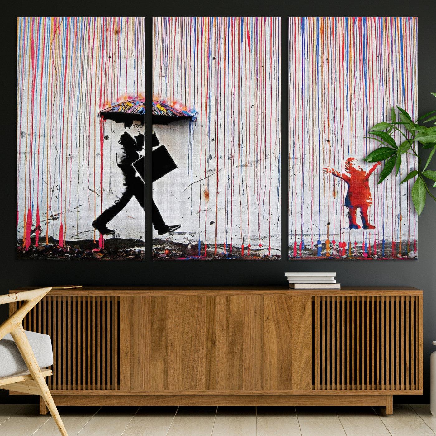 16292-MGV-CV-36X24-Banksy Wall Art Canvas Print, Graffiti Print, Framed Banksy Urban Graffiti Art Print, Large Abstract Banksy Printing Perfect for Modern