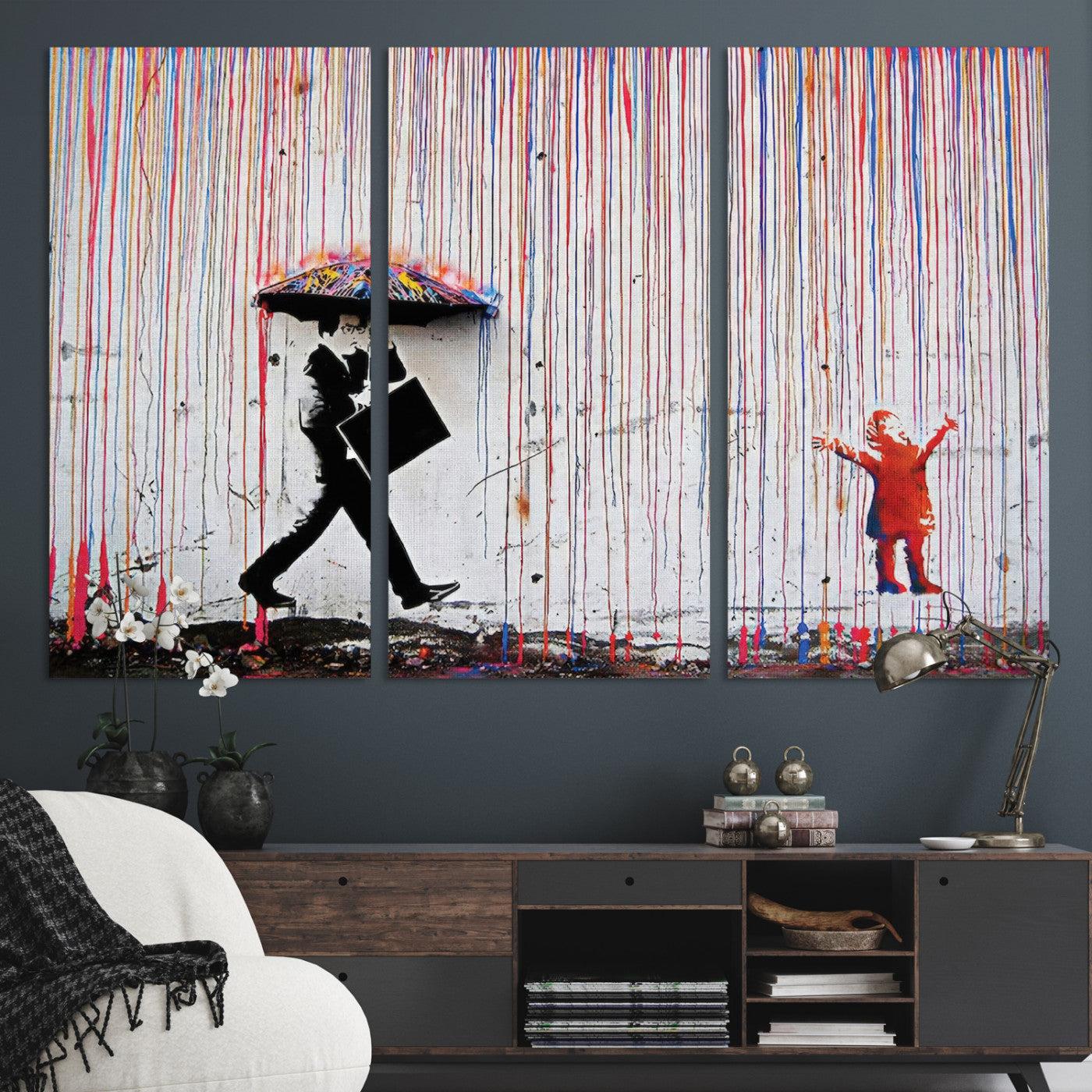 16292-MGV-CV-36X24-Banksy Wall Art Canvas Print, Graffiti Print, Framed Banksy Urban Graffiti Art Print, Large Abstract Banksy Printing Perfect for Modern