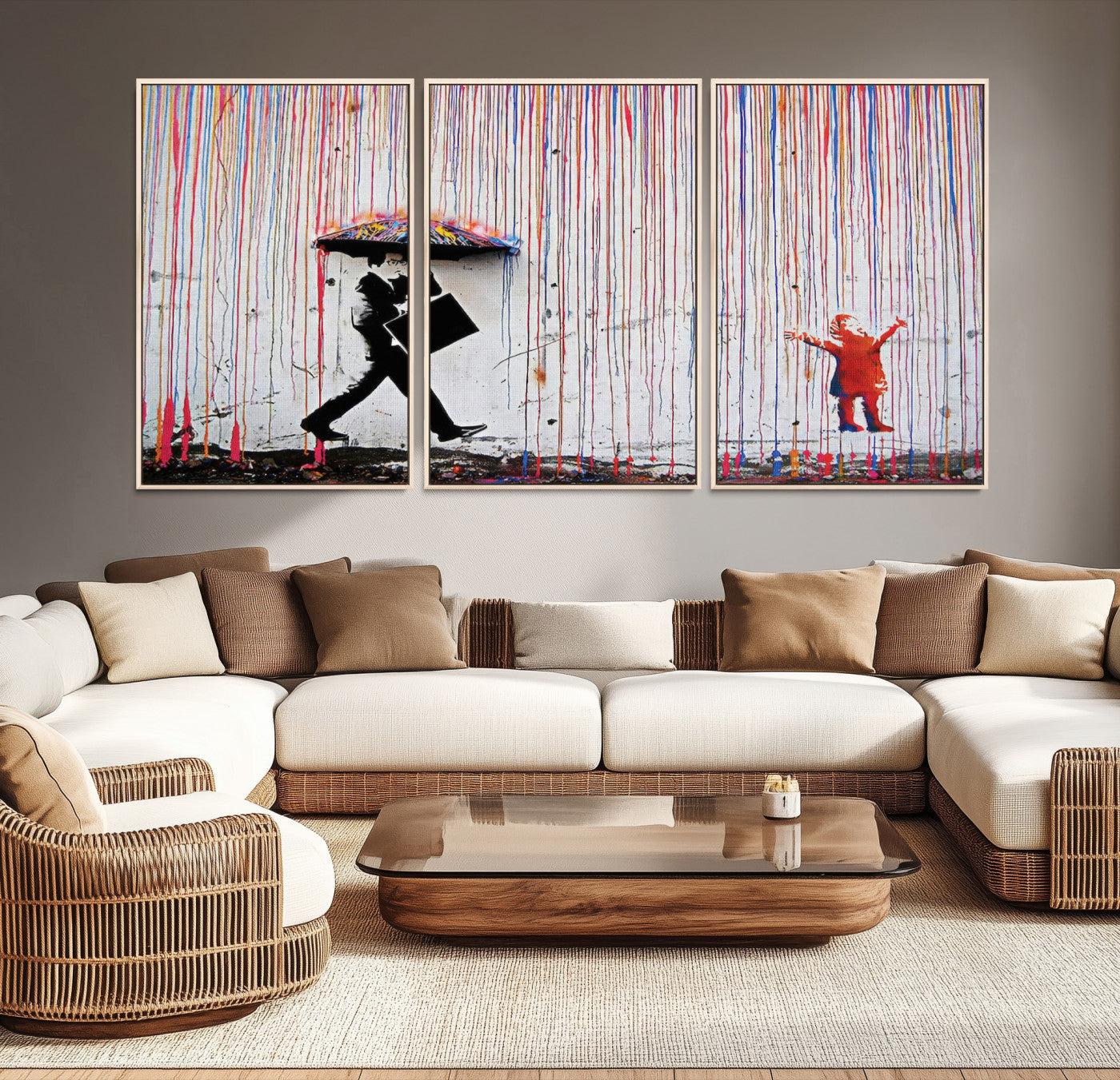16292-MGV-CV-36X24-Banksy Wall Art Canvas Print, Graffiti Print, Framed Banksy Urban Graffiti Art Print, Large Abstract Banksy Printing Perfect for Modern