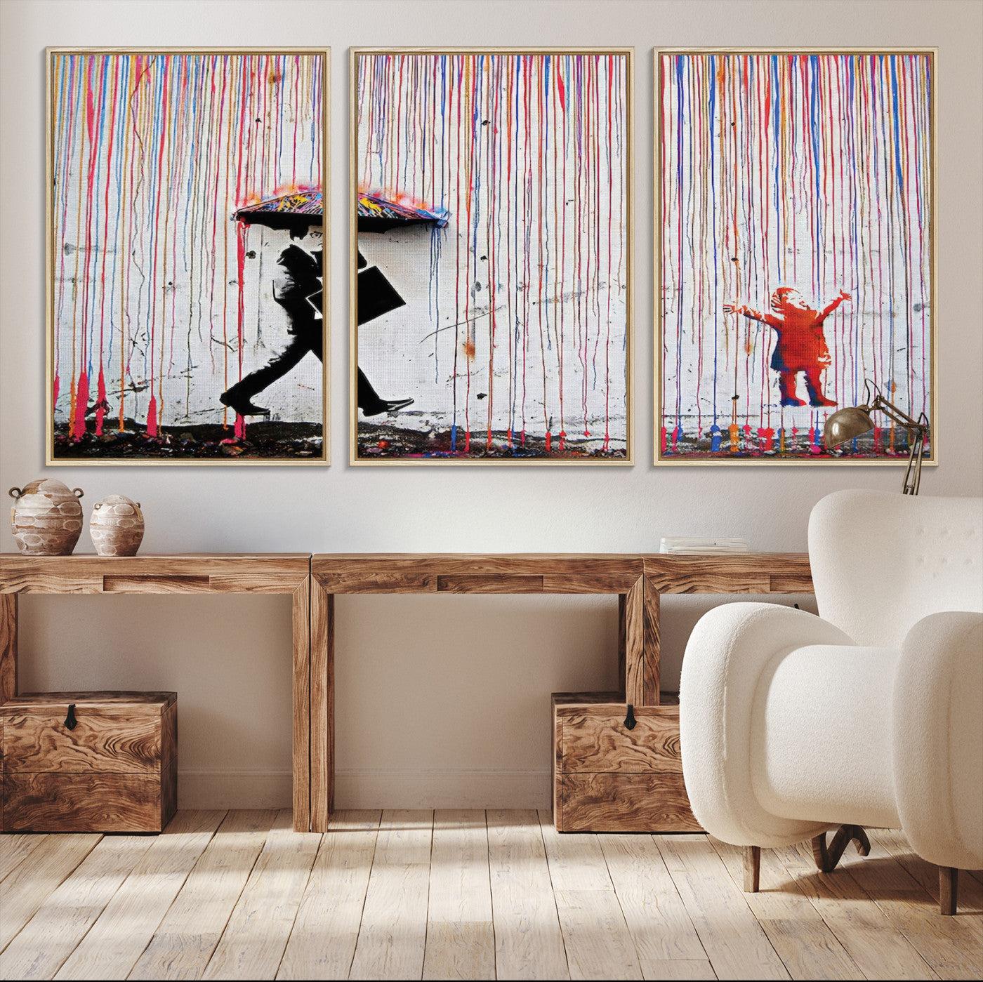 16292-MGV-CV-36X24-Banksy Wall Art Canvas Print, Graffiti Print, Framed Banksy Urban Graffiti Art Print, Large Abstract Banksy Printing Perfect for Modern