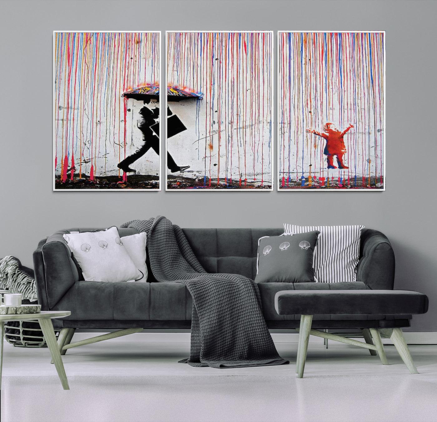 16292-MGV-CV-36X24-Banksy Wall Art Canvas Print, Graffiti Print, Framed Banksy Urban Graffiti Art Print, Large Abstract Banksy Printing Perfect for Modern