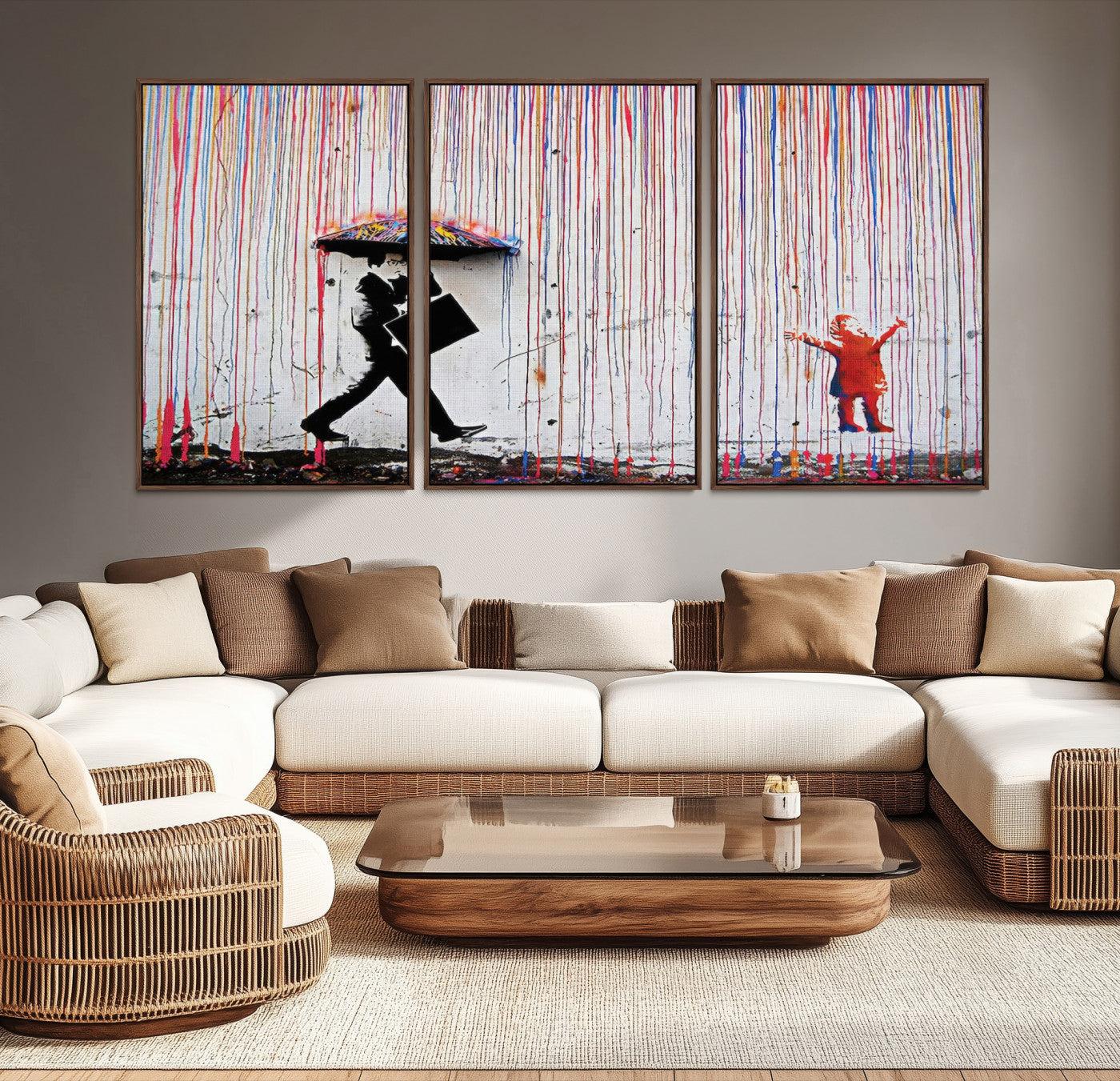 16292-MGV-CV-36X24-Banksy Wall Art Canvas Print, Graffiti Print, Framed Banksy Urban Graffiti Art Print, Large Abstract Banksy Printing Perfect for Modern