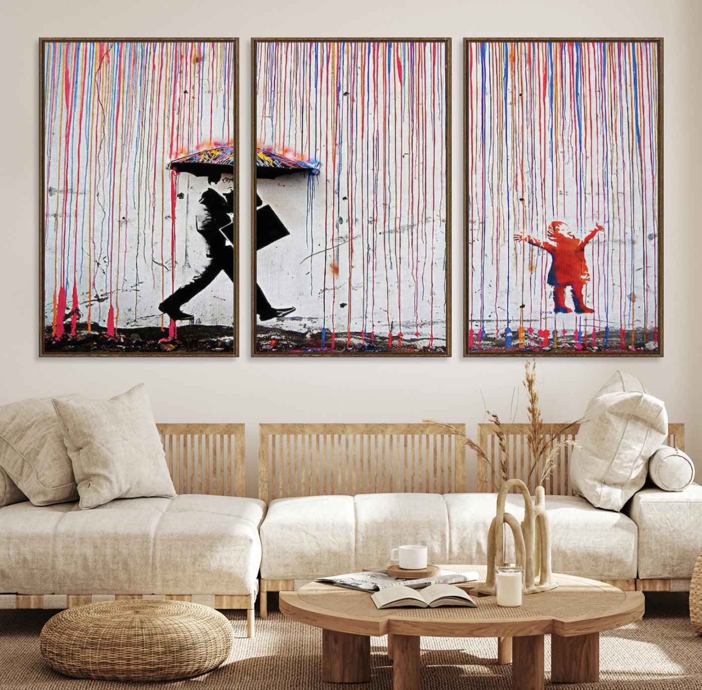 16292-MGV-CV-36X24-Banksy Wall Art Canvas Print, Graffiti Print, Framed Banksy Urban Graffiti Art Print, Large Abstract Banksy Printing Perfect for Modern