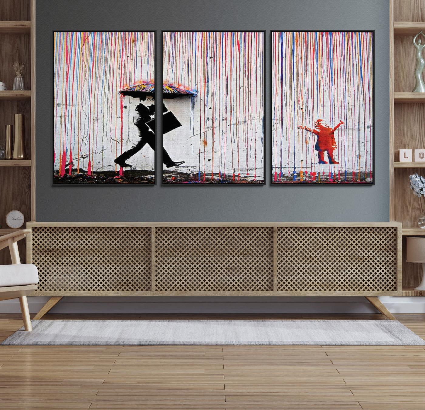 16292-MGV-CV-36X24-Banksy Wall Art Canvas Print, Graffiti Print, Framed Banksy Urban Graffiti Art Print, Large Abstract Banksy Printing Perfect for Modern