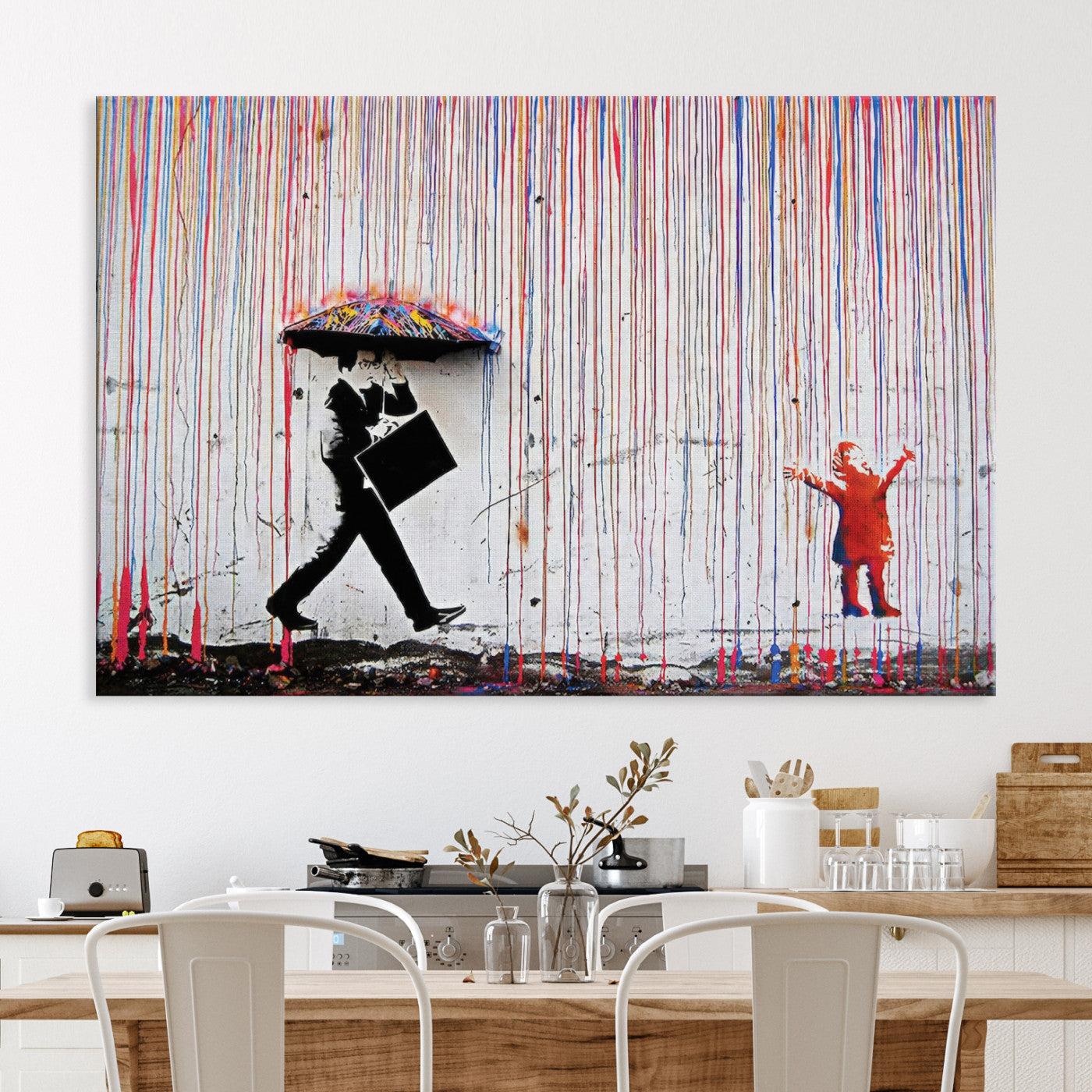Banksy Wall Art Canvas Print, Graffiti Print, Framed Banksy Urban Graffiti Art Print, Large Abstract Banksy Printing Perfect for Modern