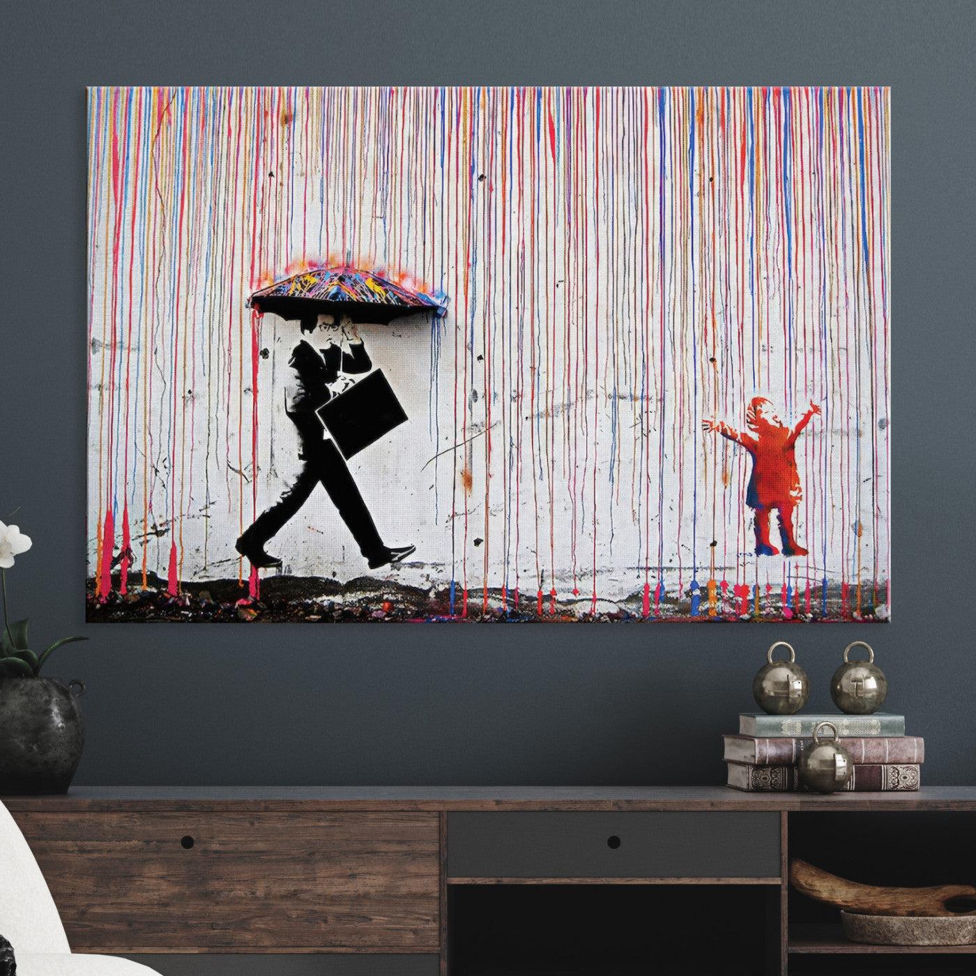 Banksy Wall Art Canvas Print, Graffiti Print, Framed Banksy Urban Graffiti Art Print, Large Abstract Banksy Printing Perfect for Modern