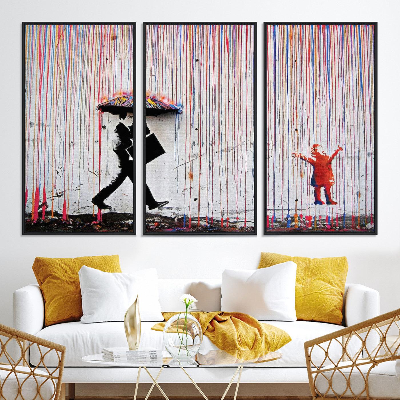 16292-MGV-CV-36X24-Banksy Wall Art Canvas Print, Graffiti Print, Framed Banksy Urban Graffiti Art Print, Large Abstract Banksy Printing Perfect for Modern