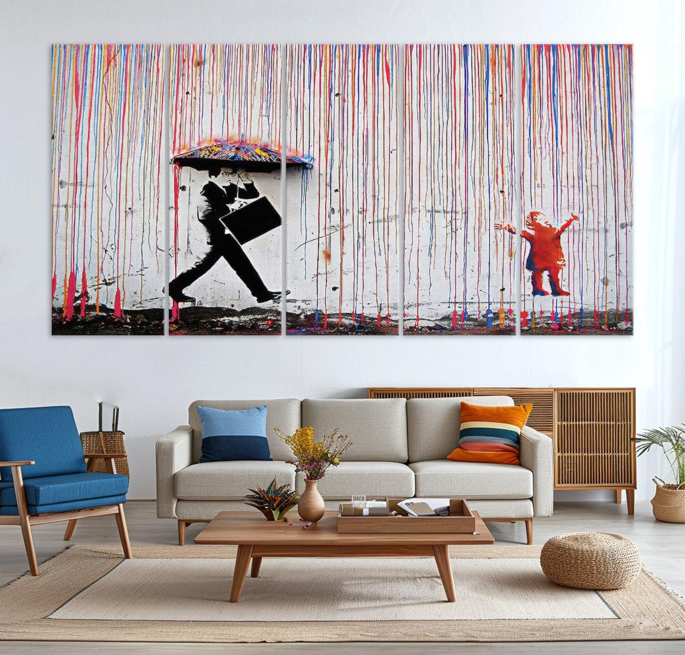 16292-MGV-CV-36X24-Banksy Wall Art Canvas Print, Graffiti Print, Framed Banksy Urban Graffiti Art Print, Large Abstract Banksy Printing Perfect for Modern