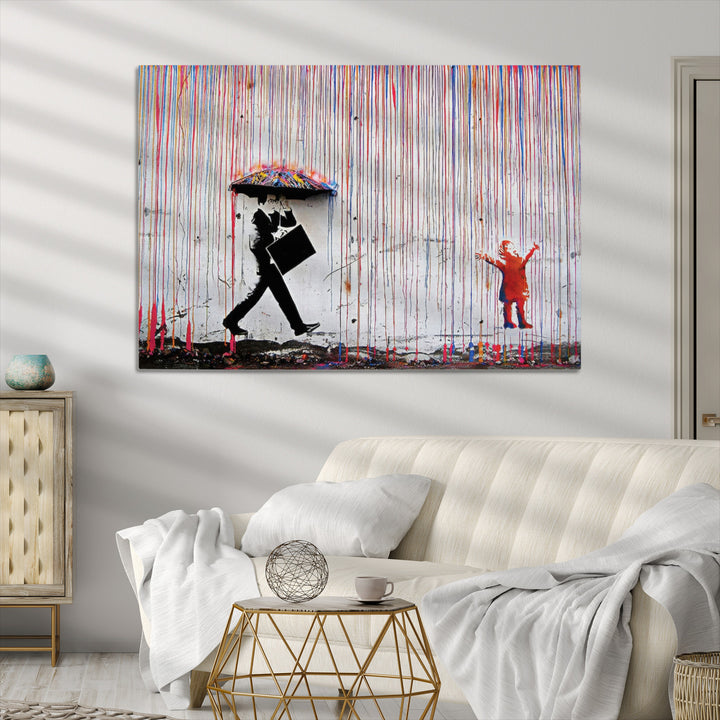 Banksy Wall Art Canvas Print, Graffiti Print, Framed Banksy Urban Graffiti Art Print, Large Abstract Banksy Printing Perfect for Modern