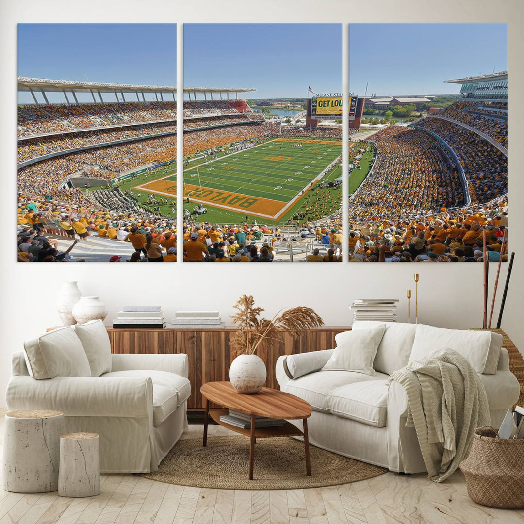 49912-MGV-CV-36X24-Baylor University Bears Football Team Print - Waco McLane Stadium Wall Art Canvas Print