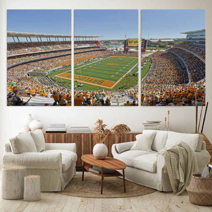 49912-MGV-CV-36X24-Baylor University Bears Football Team Print - Waco McLane Stadium Wall Art Canvas Print