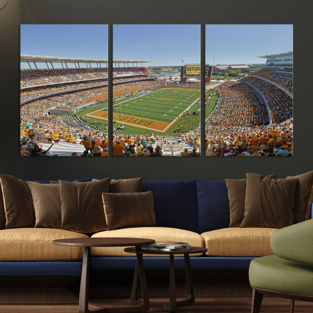 49912-MGV-CV-36X24-Baylor University Bears Football Team Print - Waco McLane Stadium Wall Art Canvas Print