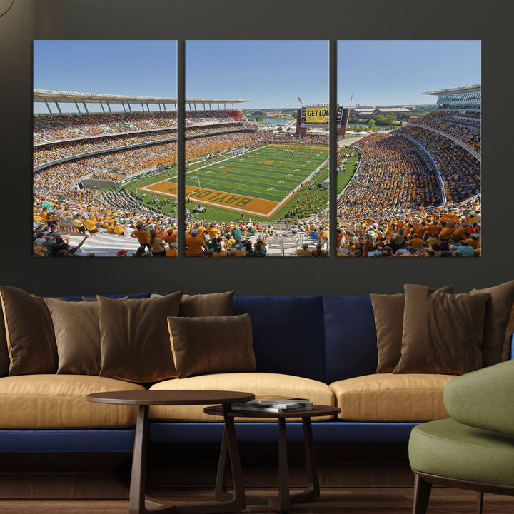 49912-MGV-CV-36X24-Baylor University Bears Football Team Print - Waco McLane Stadium Wall Art Canvas Print