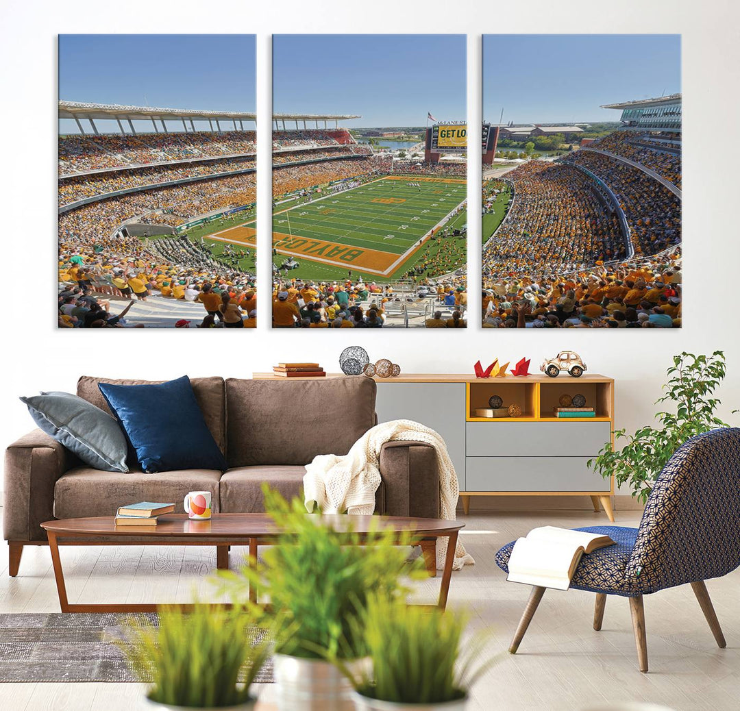 49912-MGV-CV-36X24-Baylor University Bears Football Team Print - Waco McLane Stadium Wall Art Canvas Print