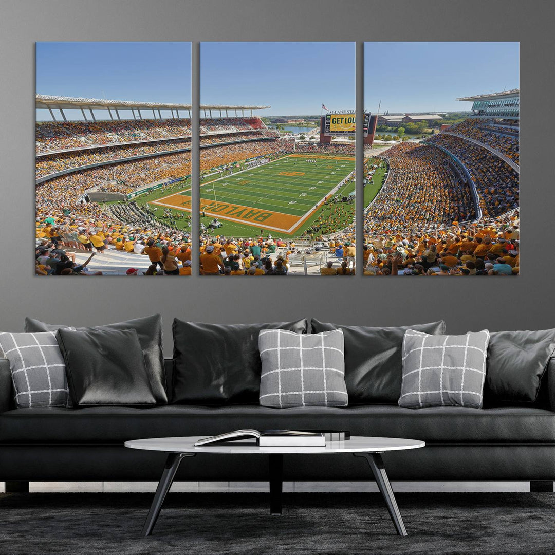 49912-MGV-CV-36X24-Baylor University Bears Football Team Print - Waco McLane Stadium Wall Art Canvas Print