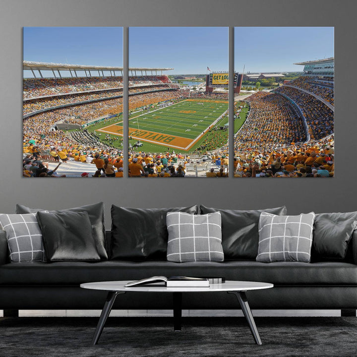 49912-MGV-CV-36X24-Baylor University Bears Football Team Print - Waco McLane Stadium Wall Art Canvas Print