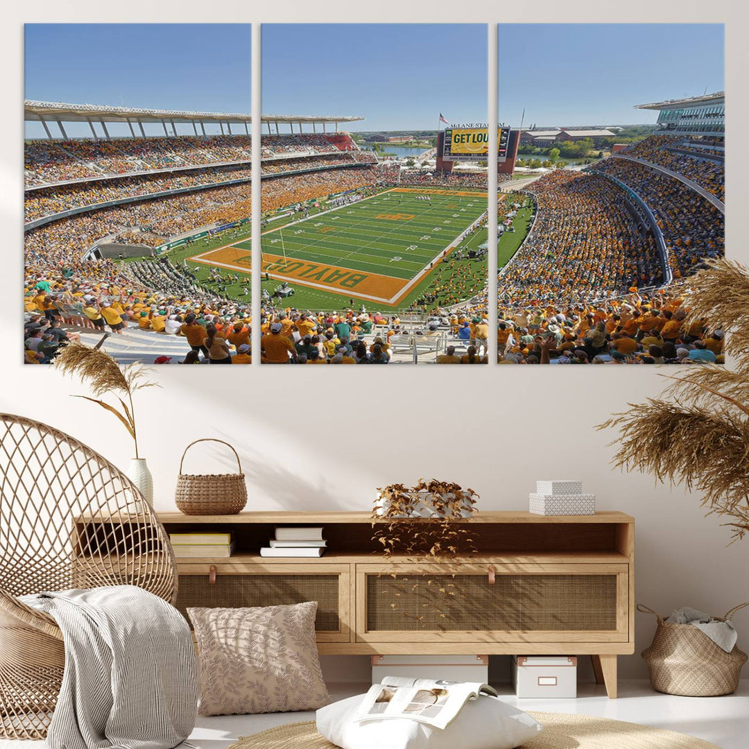 49912-MGV-CV-36X24-Baylor University Bears Football Team Print - Waco McLane Stadium Wall Art Canvas Print