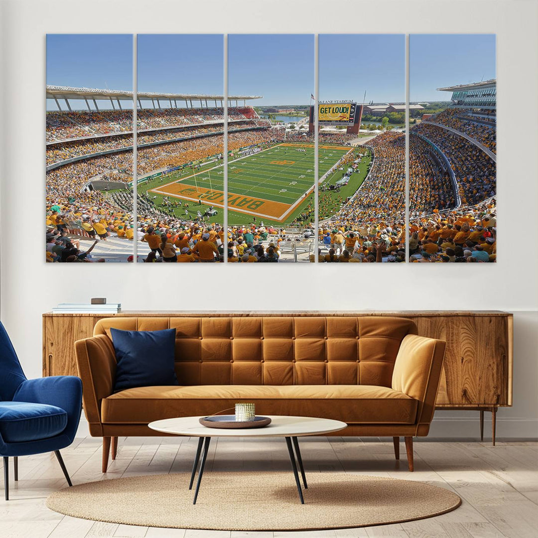 49912-MGV-CV-36X24-Baylor University Bears Football Team Print - Waco McLane Stadium Wall Art Canvas Print