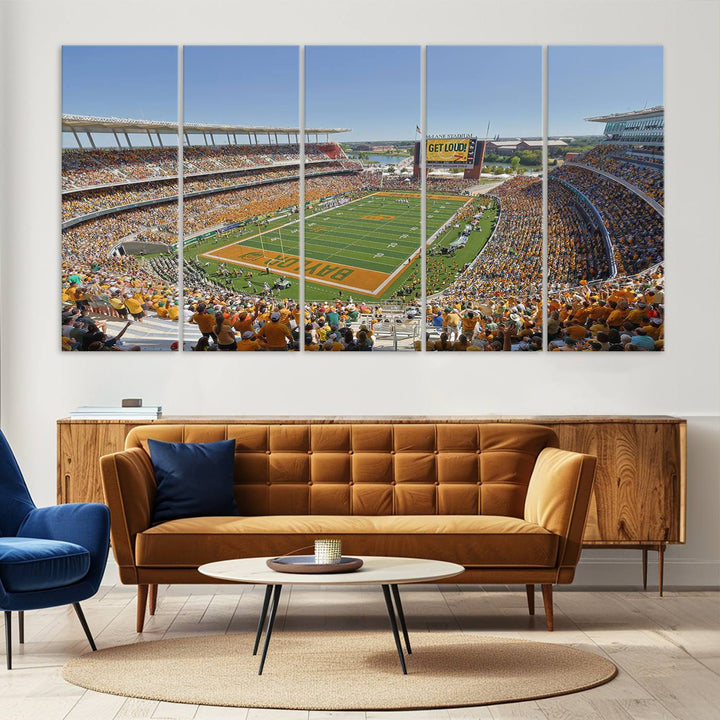 49912-MGV-CV-36X24-Baylor University Bears Football Team Print - Waco McLane Stadium Wall Art Canvas Print