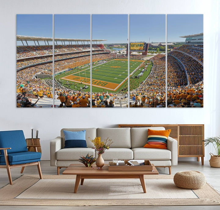 49912-MGV-CV-36X24-Baylor University Bears Football Team Print - Waco McLane Stadium Wall Art Canvas Print