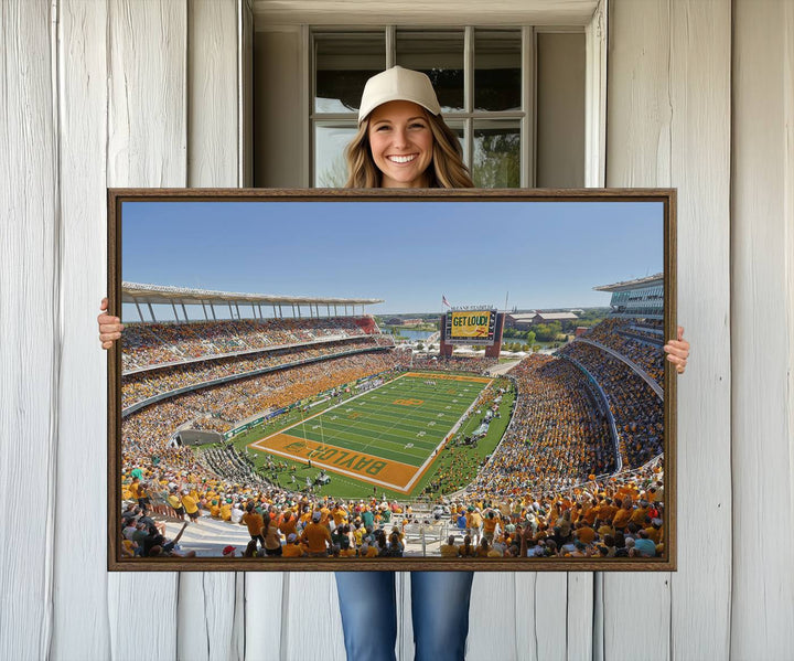 49912-MGV-CV-36X24-Baylor University Bears Football Team Print - Waco McLane Stadium Wall Art Canvas Print
