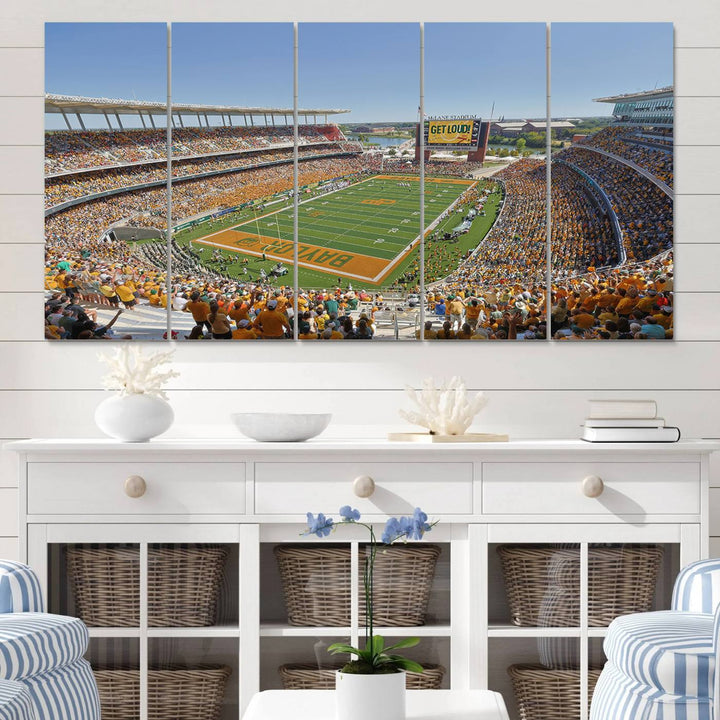 49912-MGV-CV-60X31-5P-Baylor University Bears Football Team Print - Waco McLane Stadium Wall Art Canvas Print