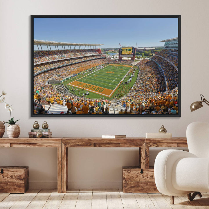 49912-MGV-FC-36X24_Black-Baylor University Bears Football Team Print - Waco McLane Stadium Wall Art Canvas Print