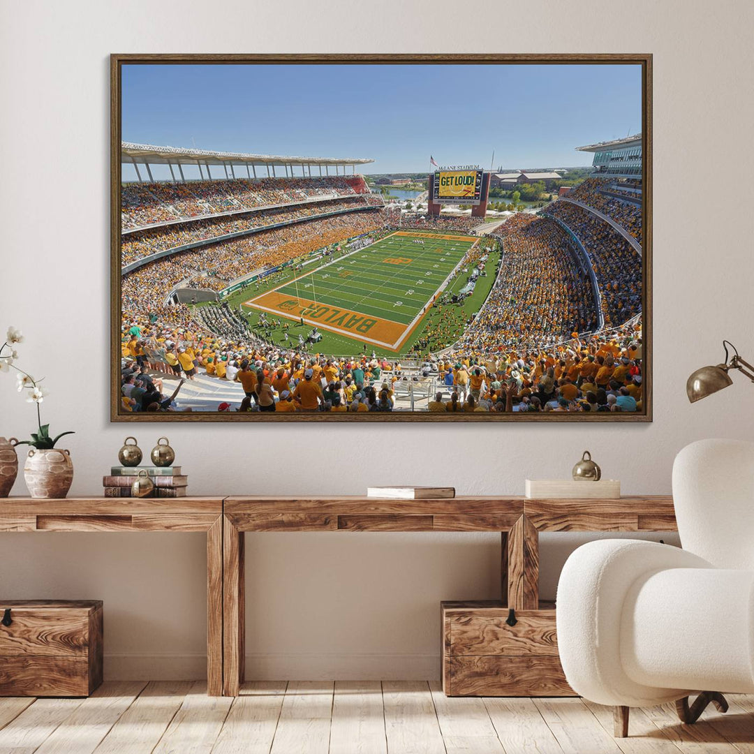 49912-MGV-FC-36X24_Walnut-Baylor University Bears Football Team Print - Waco McLane Stadium Wall Art Canvas Print