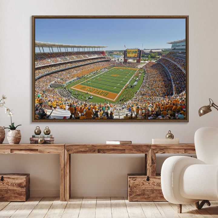 49912-MGV-FC-36X24_Walnut-Baylor University Bears Football Team Print - Waco McLane Stadium Wall Art Canvas Print