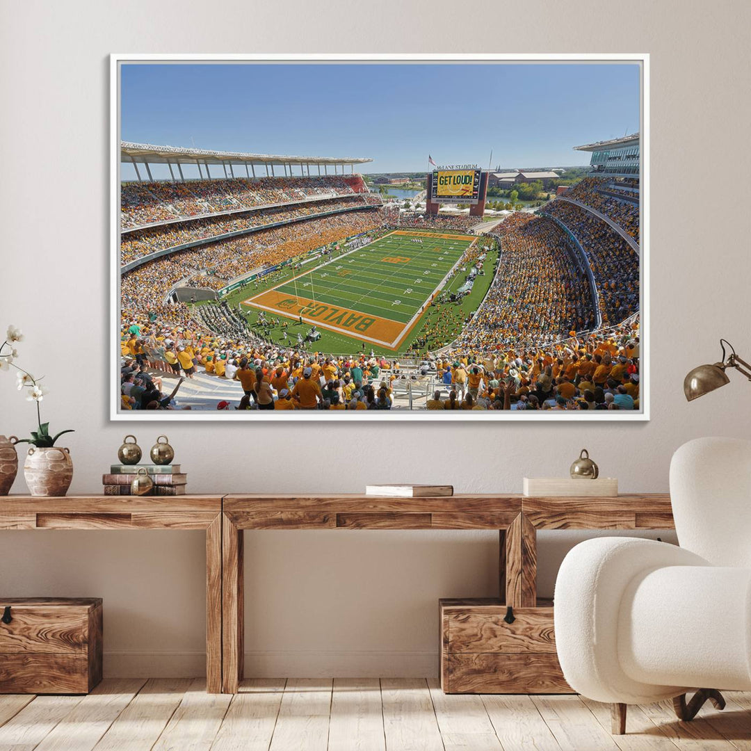 49912-MGV-FC-36X24_White-Baylor University Bears Football Team Print - Waco McLane Stadium Wall Art Canvas Print