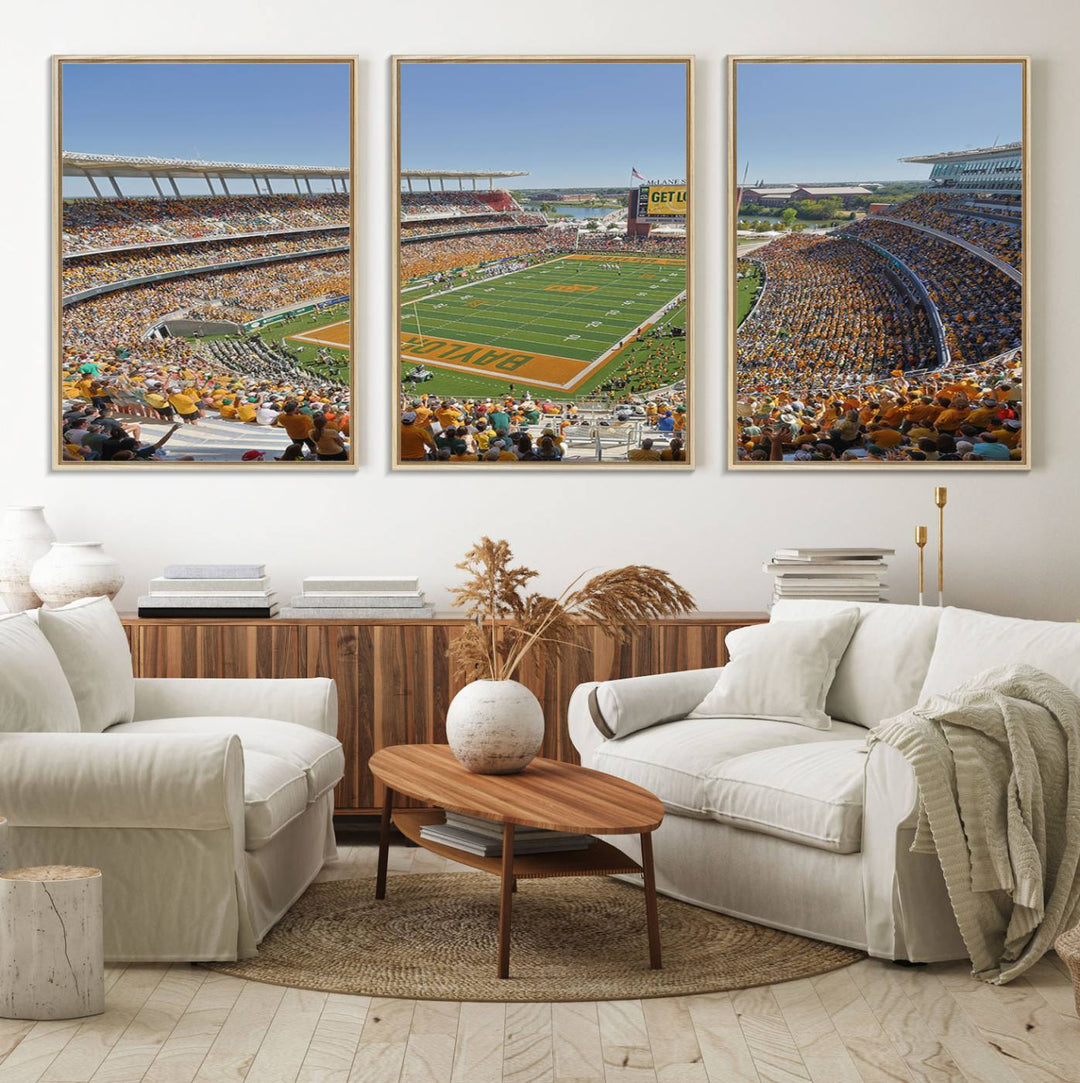 49912-MGV-FC-60X30-3P_Natural-Baylor University Bears Football Team Print - Waco McLane Stadium Wall Art Canvas Print