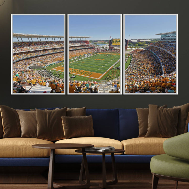 49912-MGV-FC-60X30-3P_White-Baylor University Bears Football Team Print - Waco McLane Stadium Wall Art Canvas Print