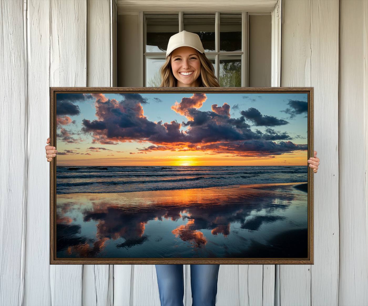 44145-MGV-CV-36X24-Beach Sunset Print - Stunning Ocean Canvas Artwork with Sunset Reflection Design for Elegant Home or Office Wall Decor