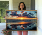 44145-MGV-CV-36X24-Beach Sunset Print - Stunning Ocean Canvas Artwork with Sunset Reflection Design for Elegant Home or Office Wall Decor
