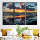 44145-MGV-FC-48X32-3P_Black-Beach Sunset Print - Stunning Ocean Canvas Artwork with Sunset Reflection Design for Elegant Home or Office Wall Decor