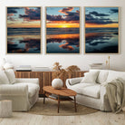 44145-MGV-FC-60X30-3P_Natural-Beach Sunset Print - Stunning Ocean Canvas Artwork with Sunset Reflection Design for Elegant Home or Office Wall Decor
