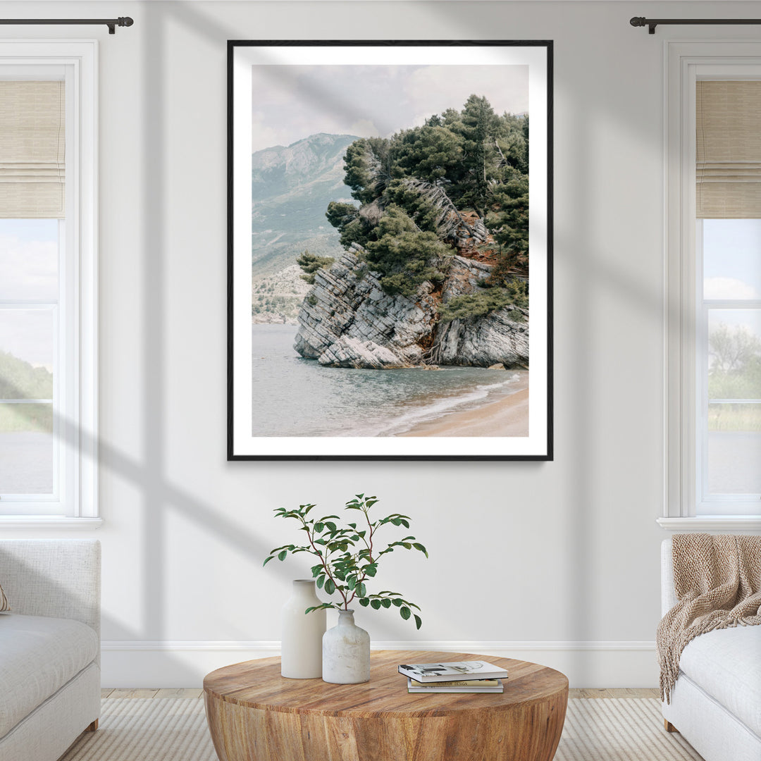 Beach Trees Wall Art Canvas Print, Earthy Beachside Print, Framed Beachside Nature Art Print, Large Coastal Trees Printing Rustic