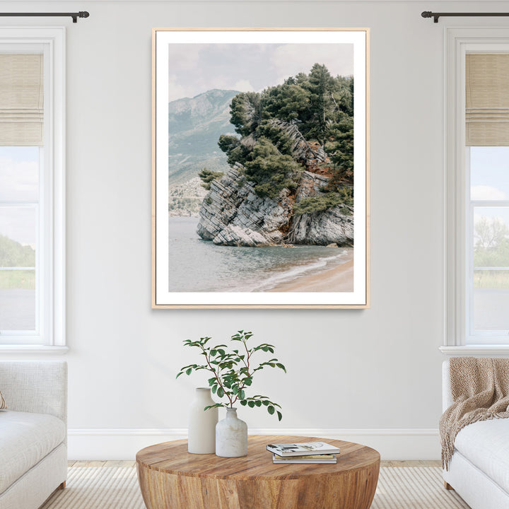 28003346-MGC-FP-36x24_Natural-Beach Trees Wall Art Canvas Print, Earthy Beachside Print, Framed Beachside Nature Art Print, Large Coastal Trees Printing Rustic