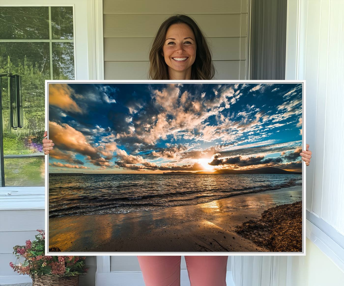 27977-MGV-CV-36X24-Beach Wall Art - Stunning Ocean Sunset Canvas Print with Coastal Design for Elegant and Relaxing Home Decor