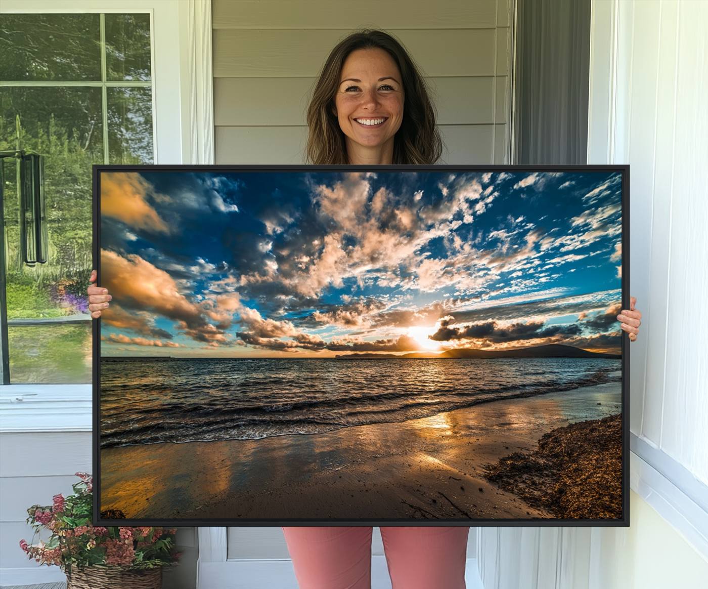 27977-MGV-CV-36X24-Beach Wall Art - Stunning Ocean Sunset Canvas Print with Coastal Design for Elegant and Relaxing Home Decor