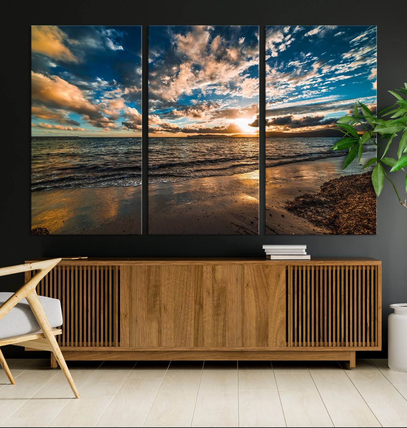 27977-MGV-CV-36X24-Beach Wall Art - Stunning Ocean Sunset Canvas Print with Coastal Design for Elegant and Relaxing Home Decor