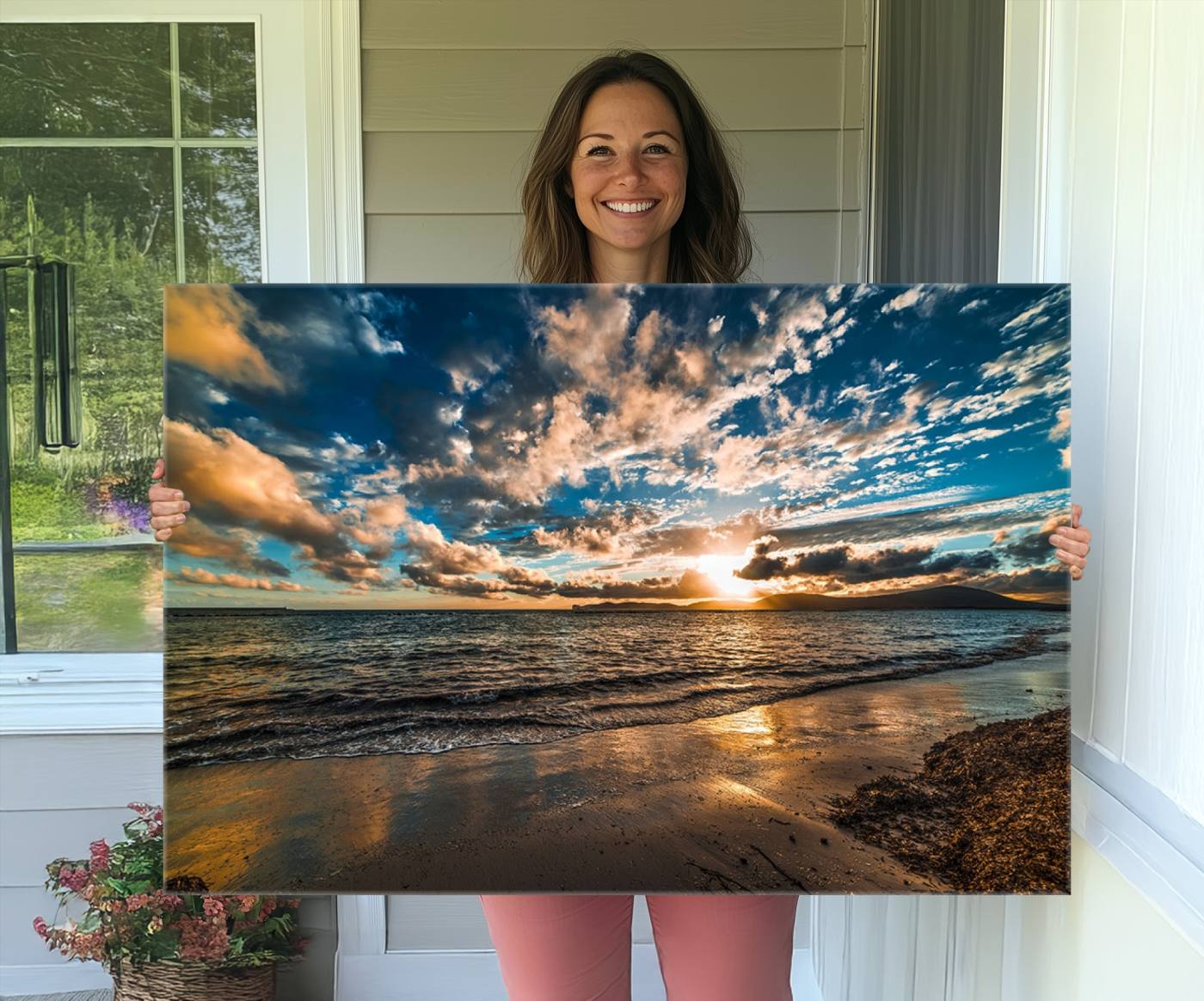 27977-MGV-CV-36X24-Beach Wall Art - Stunning Ocean Sunset Canvas Print with Coastal Design for Elegant and Relaxing Home Decor