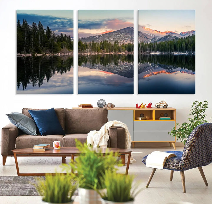 Bear Lake and the Rocky Mountain National Park into your home with this high-quality giclee canvas print.