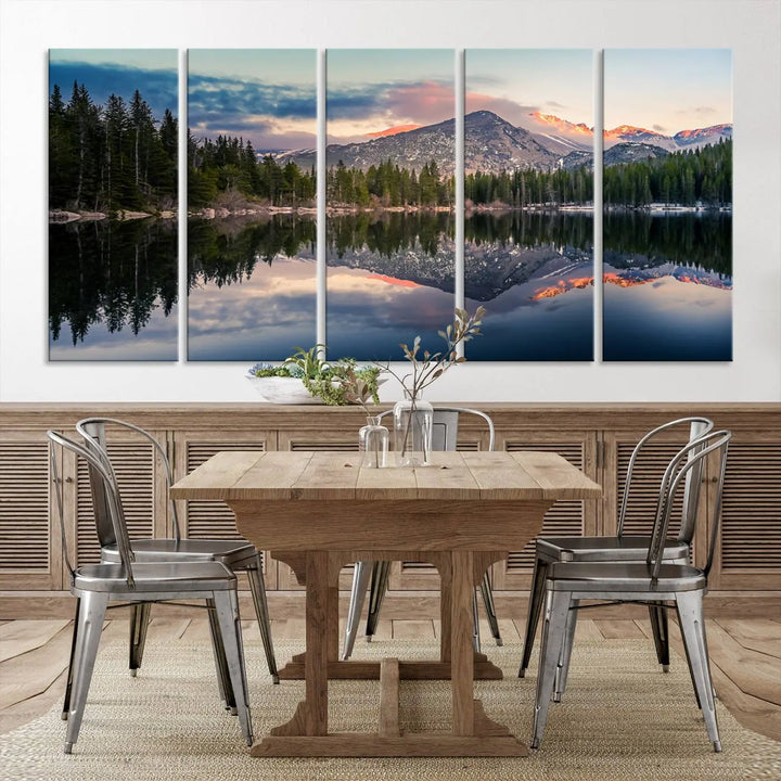 Bear Lake and the Rocky Mountain National Park into your home with this high-quality giclee canvas print.