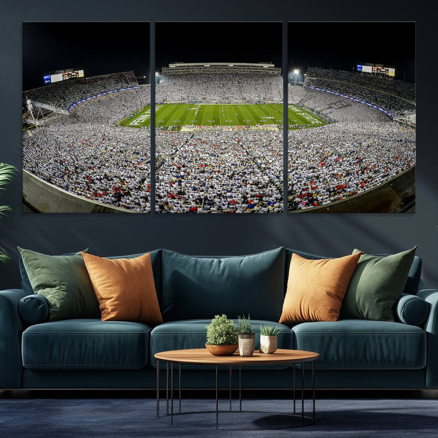 41012-MGV-CV-36X24-Beaver Stadium Night Game Triple Canvas Wall Art - Penn State Nittany Lions Football Match