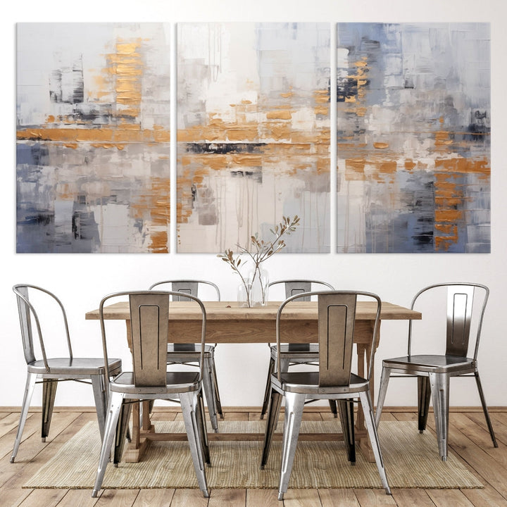 Beige Modern Large Abstract Wall Art, Beige Modern Wall Art Canvas Print